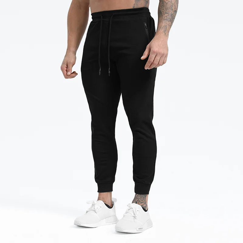 

2021Mens Casual Slim Fit Tracksuit Sports Male Gym Skinny Joggers Sweat Pants Sale Solid Color Casual Trousers