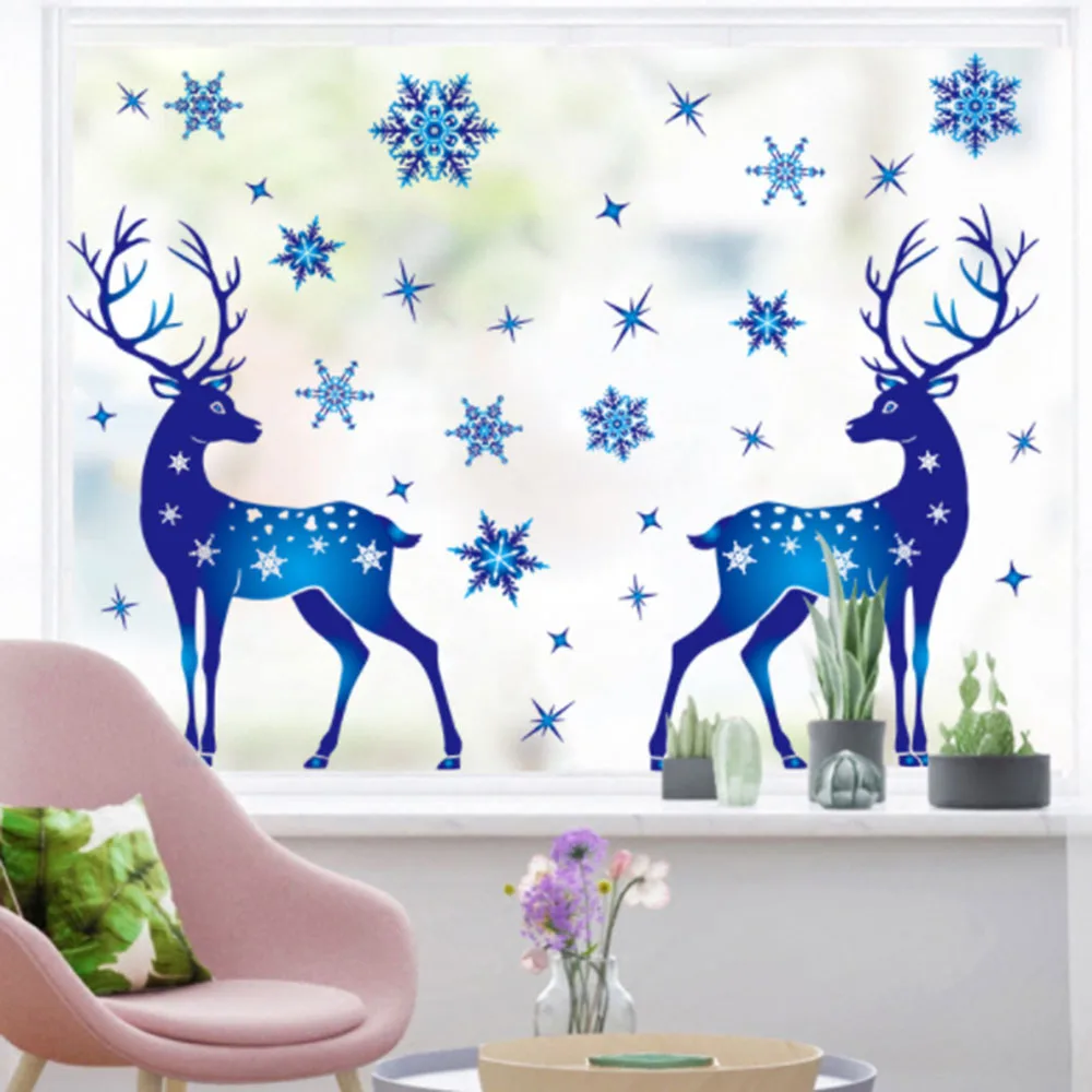 

Christmas Decoration Christmas Elk Reindeer Snowflake Window Sticker Christmas Sticker Glass Door Holiday DIY Home Decoration