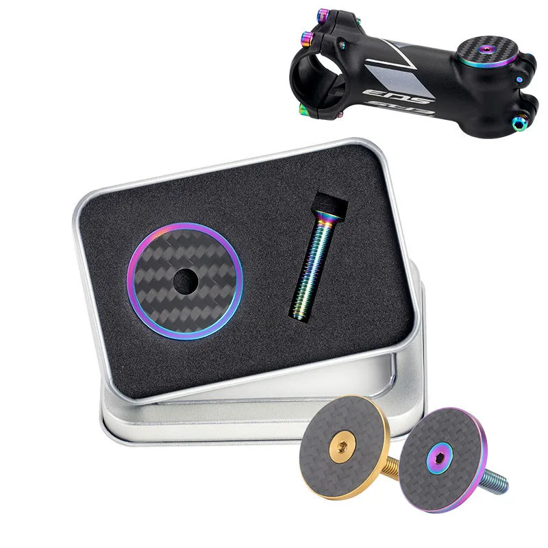 

Bicycle Carbon Fiber Headset Cover Titanium Alloy Screw Mountain Bike Handlebar Cover OD2 Front Fork Wrist Cover