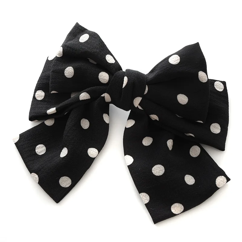 

Korean Fashion Women's Bow Hairpin Fabric Dot Spring Clip Wild Hairpin Jewelry Hair Clips for Women Three-layer oversized bow