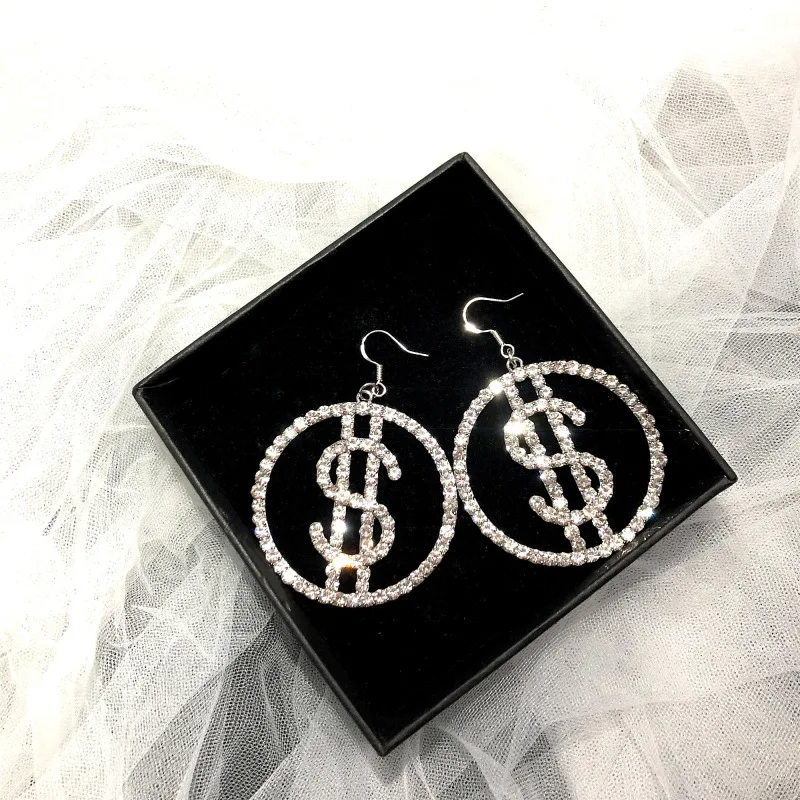 SHIFEEL новые модные острые европейские стразы большие круглые серьги-клипсы в