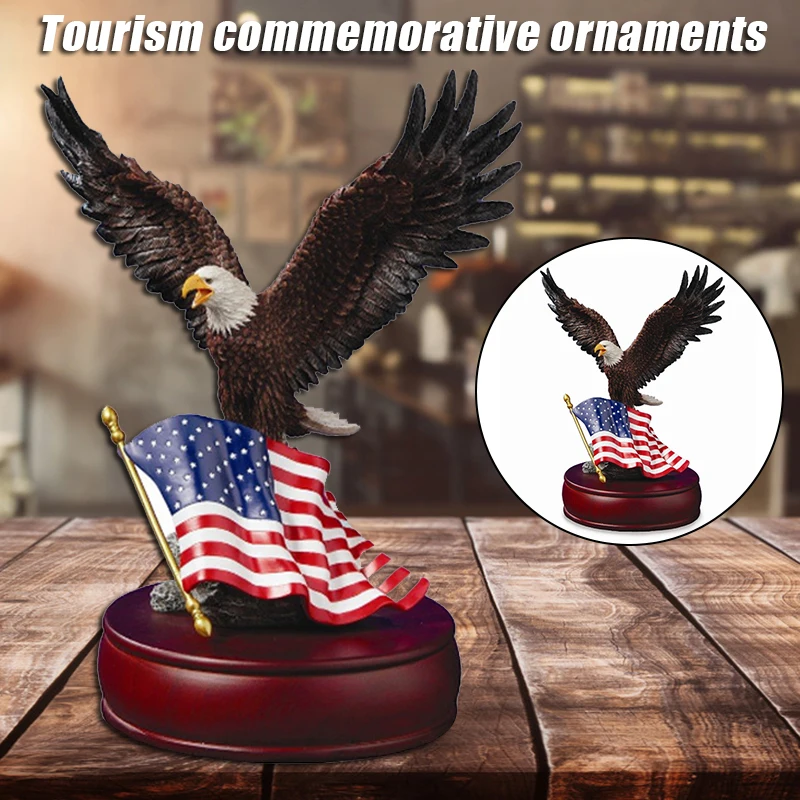 

Resin Balds Eagles Clutching On American Flag Statue Crafts for Home Office Desktop Wine Cabinet Decoration WWO66