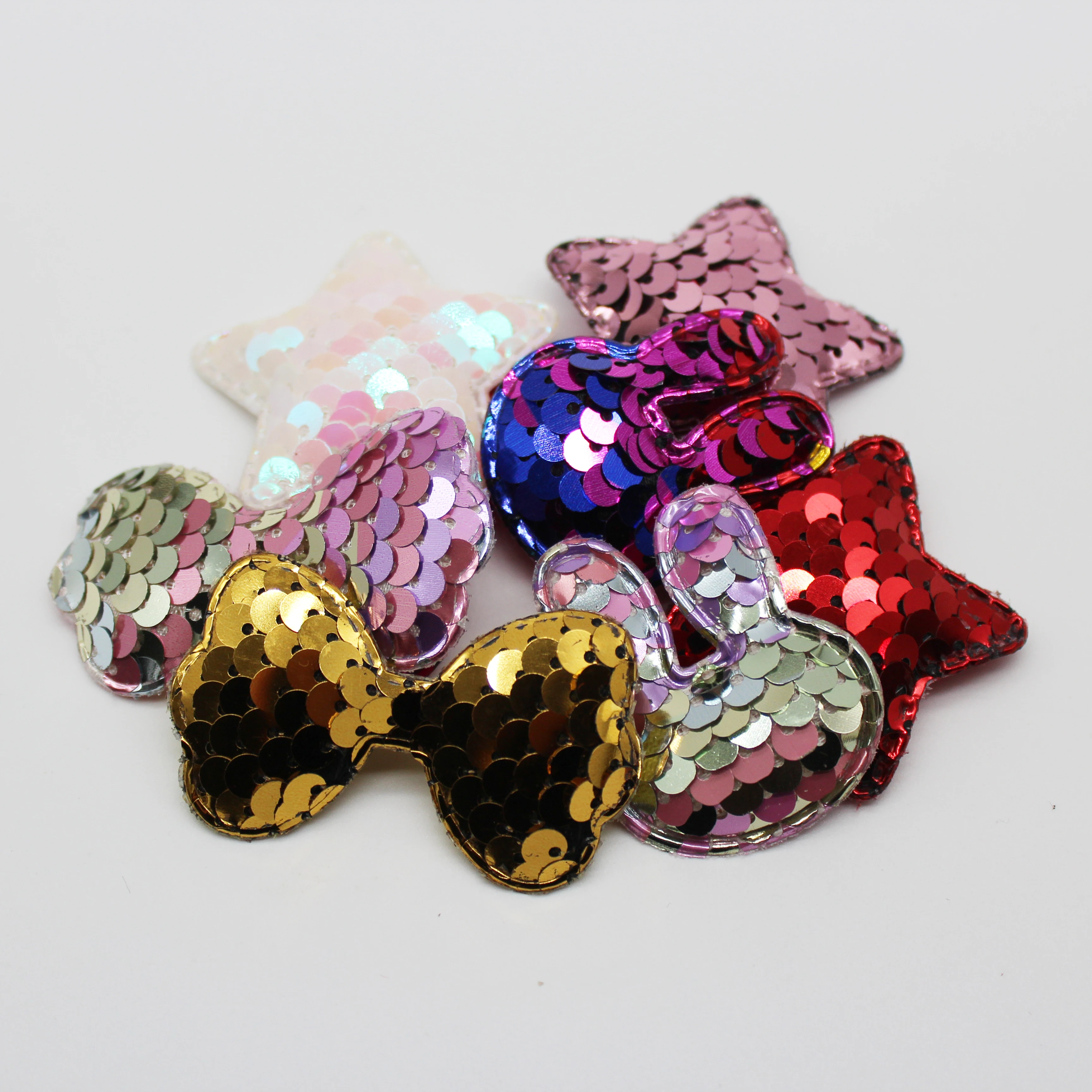 Блестки блестки сердечки/цветы/звезды Аппликации мягкие патчи для волос девочек