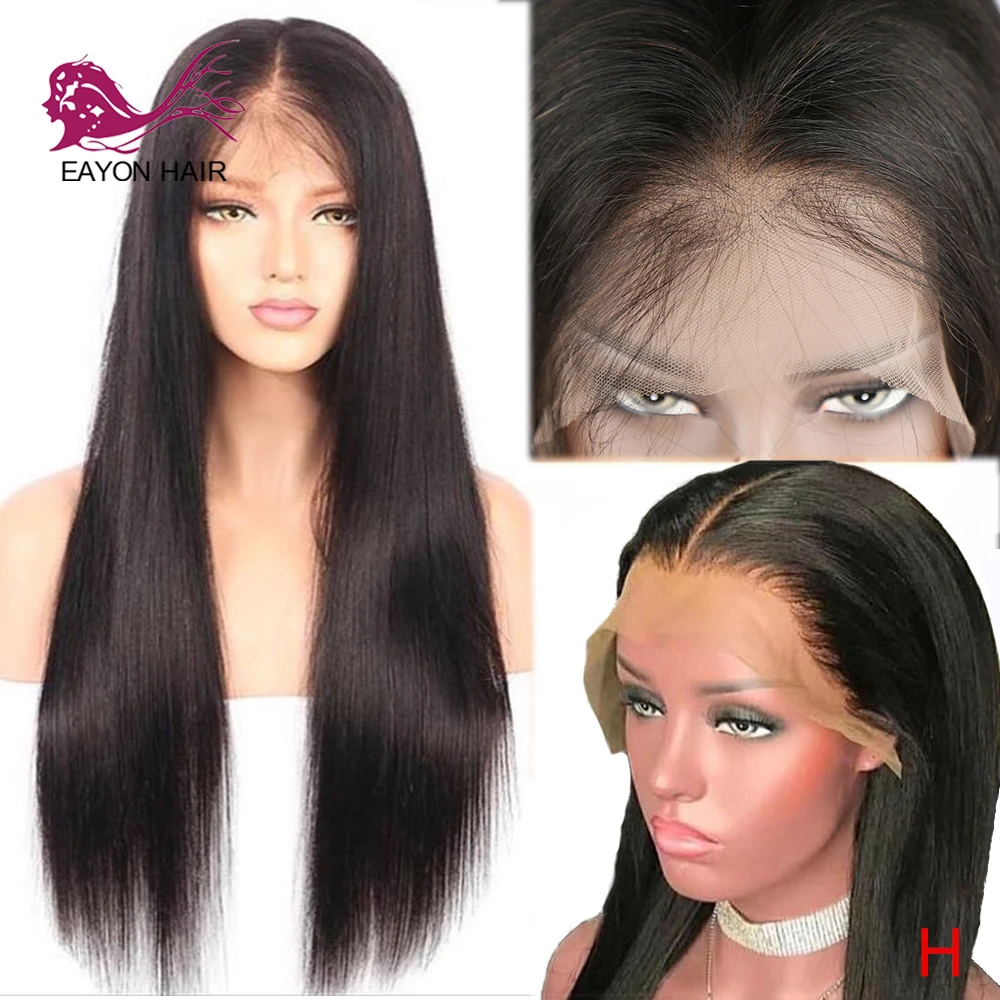 

EAYON волосы Glueless фронта шнурка парик человеческих волос бразильские волосы прямые Remy парики для женщин предварительно выщипывания с волосам...