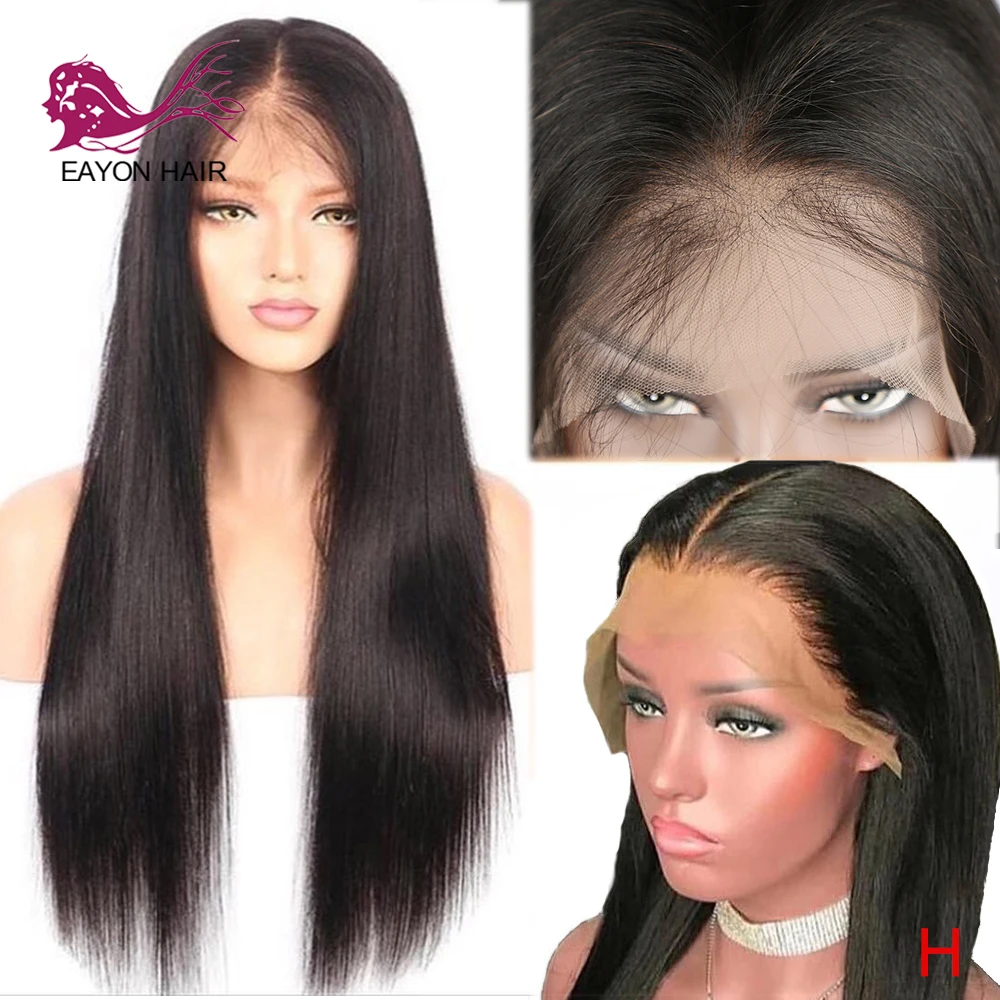 EAYON волосы Glueless фронта шнурка парик человеческих волос бразильские прямые Remy