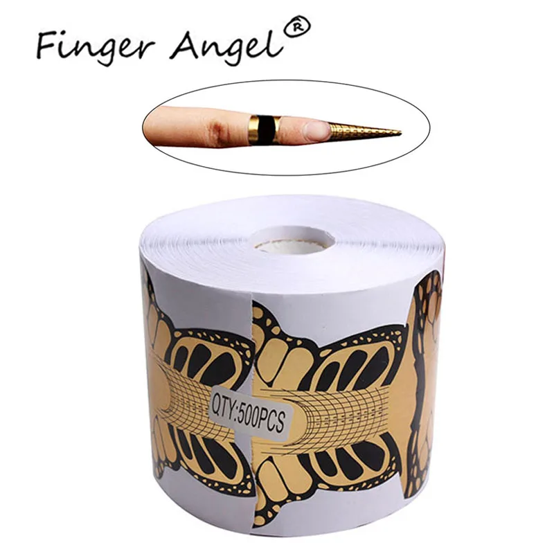 Finger Angel 100/500 шт. форма для ногтей золотистого цвета в форме бабочки наконечники