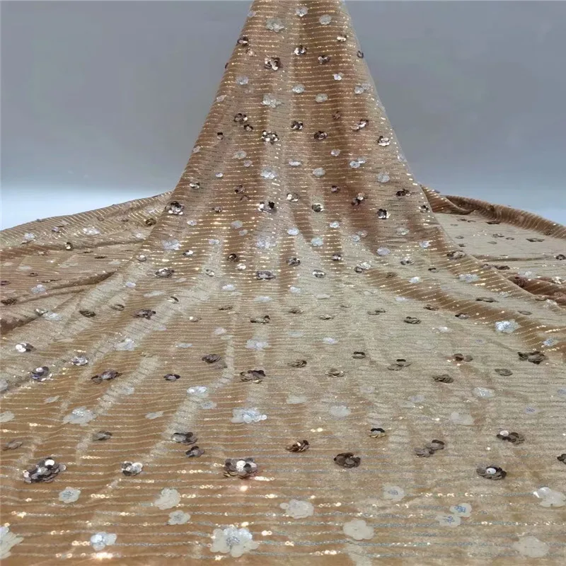 Расшитая блестками африканская французская сетчатая кружевная ткань для Индии