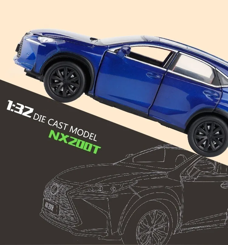 1:32 Подлинная авторизация Lexus Nx200t игрушечный автомобиль сплав Серебряная модель автомобиля вытяжной звуковой светильник украшение автомобиля 6 дверей игрушка для мальчиков