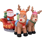 Рождественская светодиодный дувная светодиодная подсветка 7 футов Санты на санях с оленями и подарочными коробками Надувное наружное украшение двора Новинка 2021