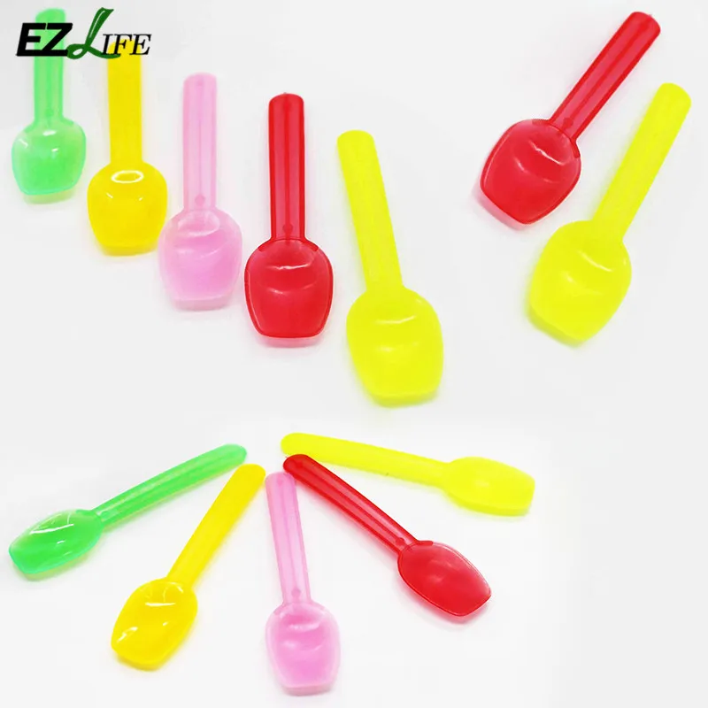 Ложка одноразовая пластиковая для мороженого 8 см 50 шт. | Дом и сад