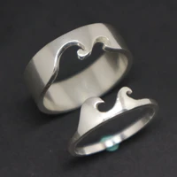 couple rings fashion simple 2 in 1 wave rings set for men women lovers jewelry engagement wedding ring promise jewelry gifts