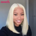 613 светлые короткие прямые парики боб, парики из человеческих волос на сетке спереди, HD прозрачные предварительно выщипанные парики на сетке для черных женщин, парики с T-образной частью