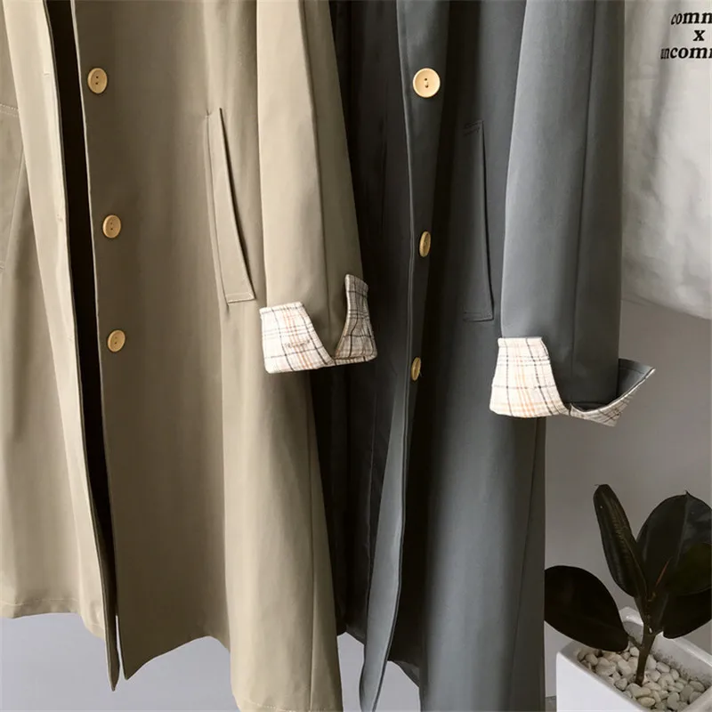 

Women Trench Coat 2019 New Autumn Single-breasted Oversize Long Coat Windbreaker Female Lady Streetwear Korean Outwear R1141