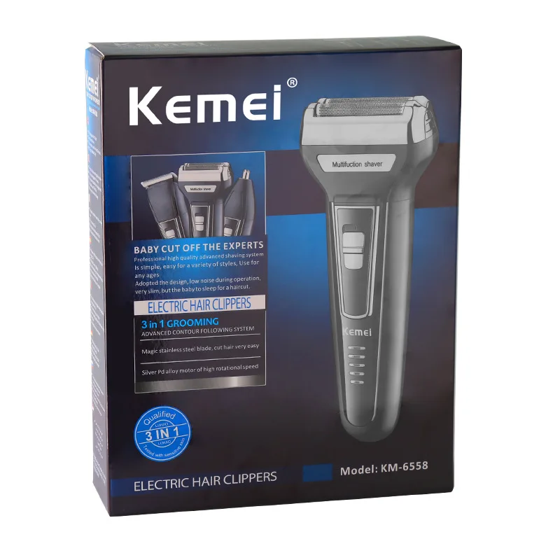 with box Kemei 3 в 1 Бритва перезаряжаемая профессиональная бритва беспроводной электрический триммер для мужчин бритвенный станок триммер для носа Бритва для бороды 41D - Цвет: with box
