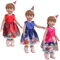 18 inch american doll girls clothes christmas snowflake dresshat newborn skirt baby toys accessories fit 43 cm boy doll c822