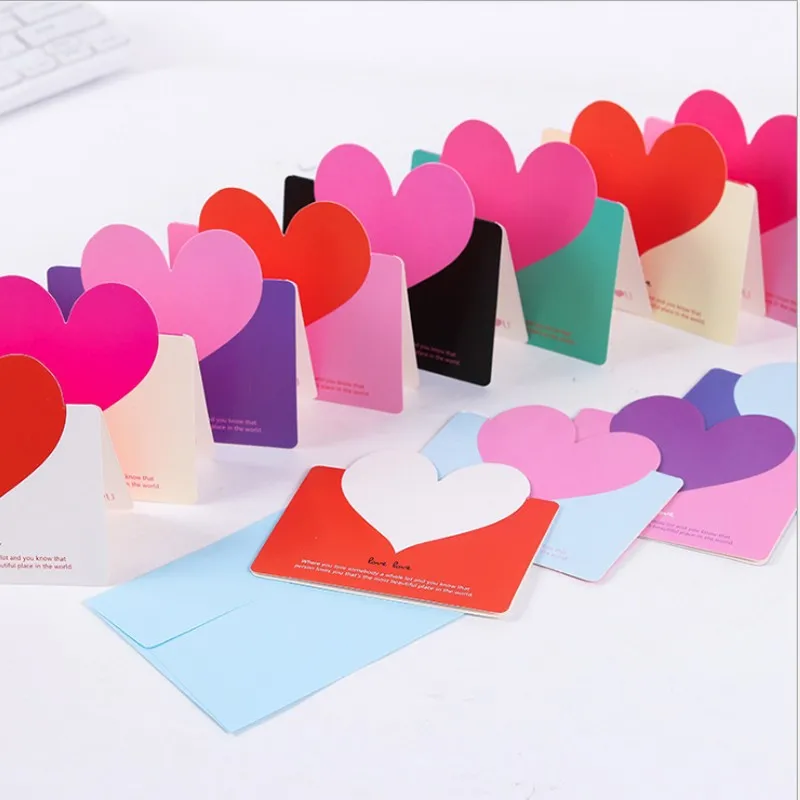 

100pcs Stationery Gift Valentine's Day Heart-shaped Love Blessing Message Wedding Invitation Envelope Greeting Card