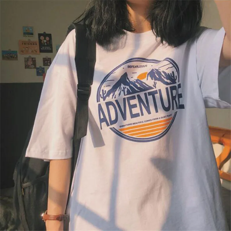 

Футболка женская с коротким рукавом и круглым вырезом, винтажная тенниска из хлопка и спандекса с принтом в стиле ретро, в европейском и аме...