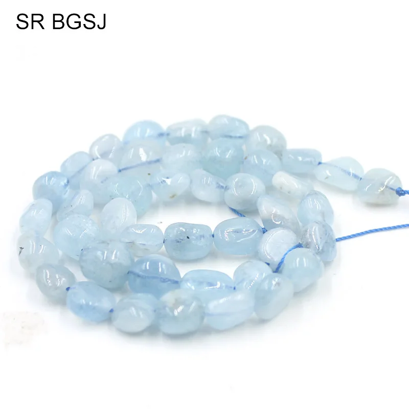 

Free Shipping 7-8mm Blue Natural Aquamarines Irregularly Freeform Genuine Gems Jewelry DIY Beads Strand 15"