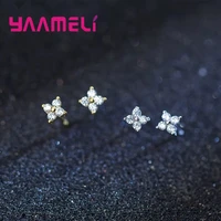 925 sterling silver stud earrings high quality woman fashion jewelry new lucky clover crystal zircon earrings