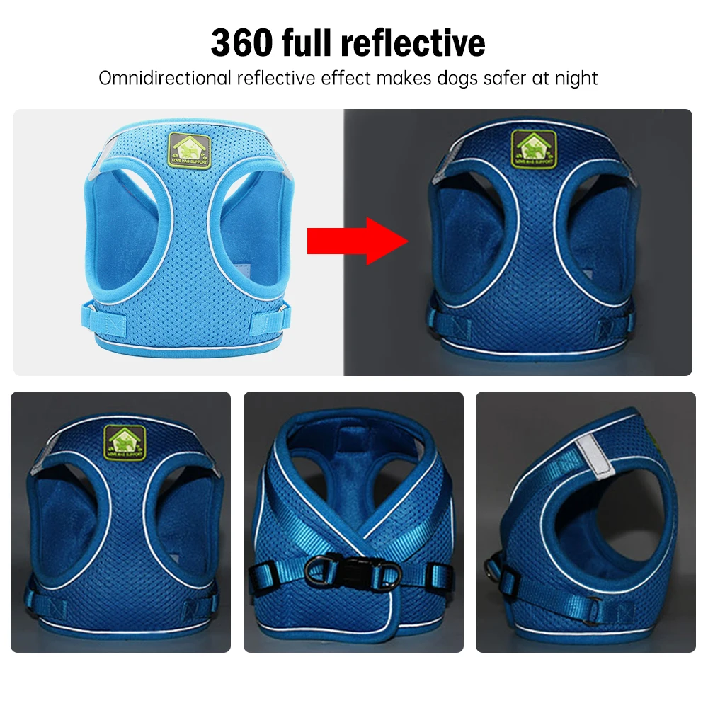 Шлейка-жилет для собак регулируемый сетчатый ремешок из мягкого нейлона