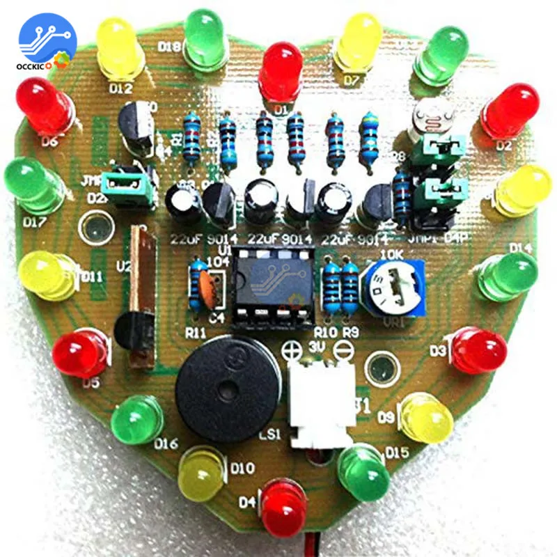 3 V-5 V Регулируемый Питание печатной платы цикл лампа люкс макет светодиодный электронный производство Наборы в форме сердца на Рождество