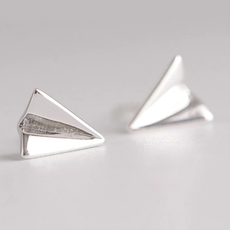 

Женские серьги-гвоздики из серебра 925 пробы в виде самолета оригами