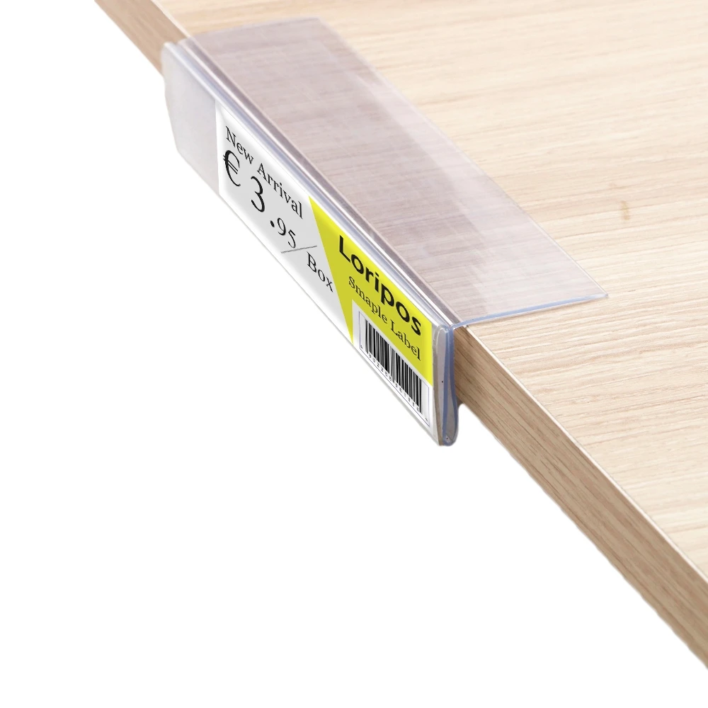 20cm l s Shape Shelf Top Clear Sign Fastener Merchandise Card Place Rack Data Strip Label Holder