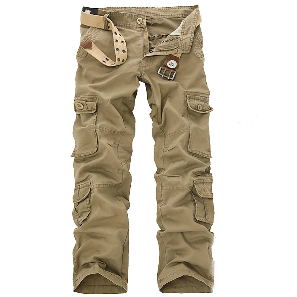 

2021Large Size 40 42 44 New Men Fashion Military Style Multi Pocket Cargo Pants Casual Straight Long Baggy Overalls Trousers