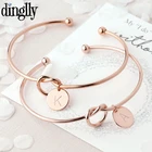 Браслет Dinglly с инициалами имени для мужчин и женщин, очаровательный браслет с буквой браслет из розового золота с английским для любимой, подруги в форме сердца