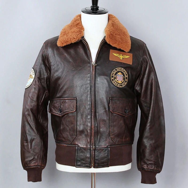 Мужская кожаная куртка-бомбер Air 2020 коричневый облегающий жакет из натуральной