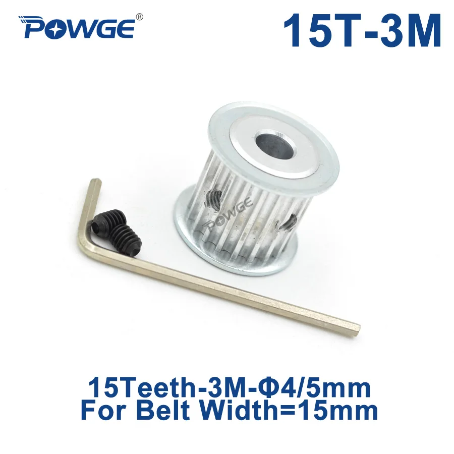 Зубчатый шкив с 15 зубцами POWGE Arc HTD 3M отверстие 4/5 мм для ширины 3 м синхронный