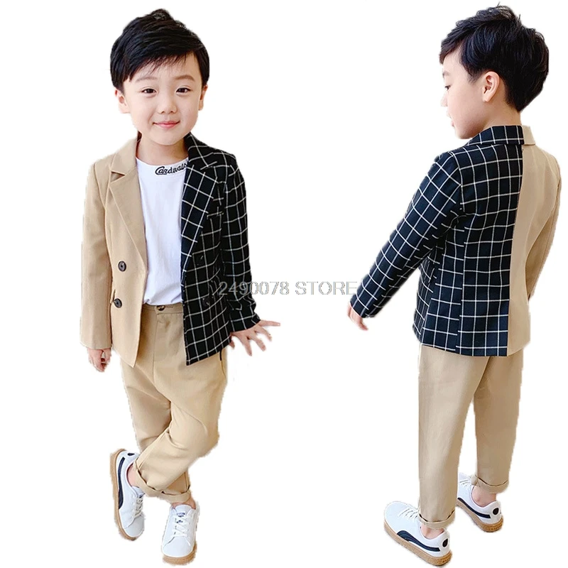 

Flower Boys Wedding Tuxedo Suit Kids Formal Jacket Pants 2Pcs Clothing Set Children Dance Party Performance Dress Host Costume