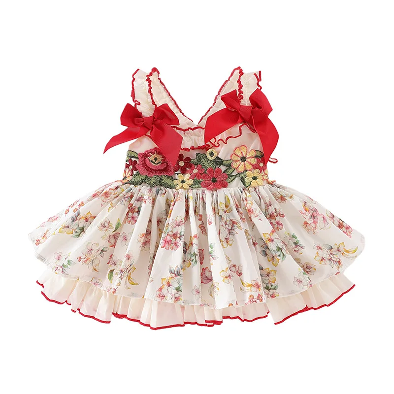 

Clothes Kids Dresses For Girls Costume 2021 Summer New Princess Baby Sweet Children Cute Dress Lolita Style Floral Suspender