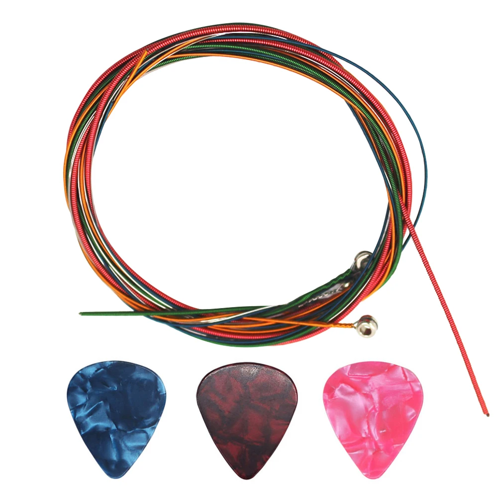 

9 шт./компл. цветные Струны для гитары с медиаторами Plectrum для народных фотографий