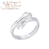 shadowhunters romantic 925 sterling silver hug women wedding rings hands ring palm for lovers silver 925 jewelry valentine%e2%80%99s day