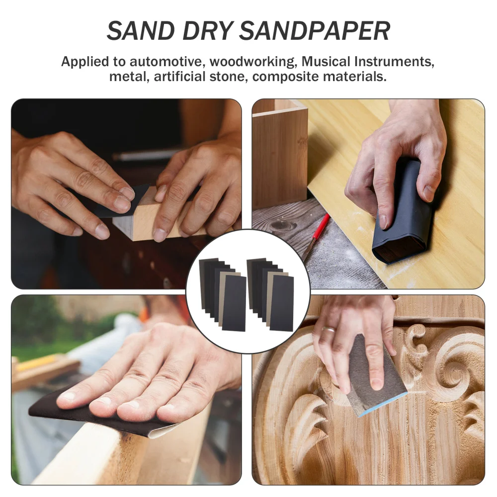 

12 Sheets Woodworking Polish Dry Wet Sandpaper Teaching Tools Abrasive Paper