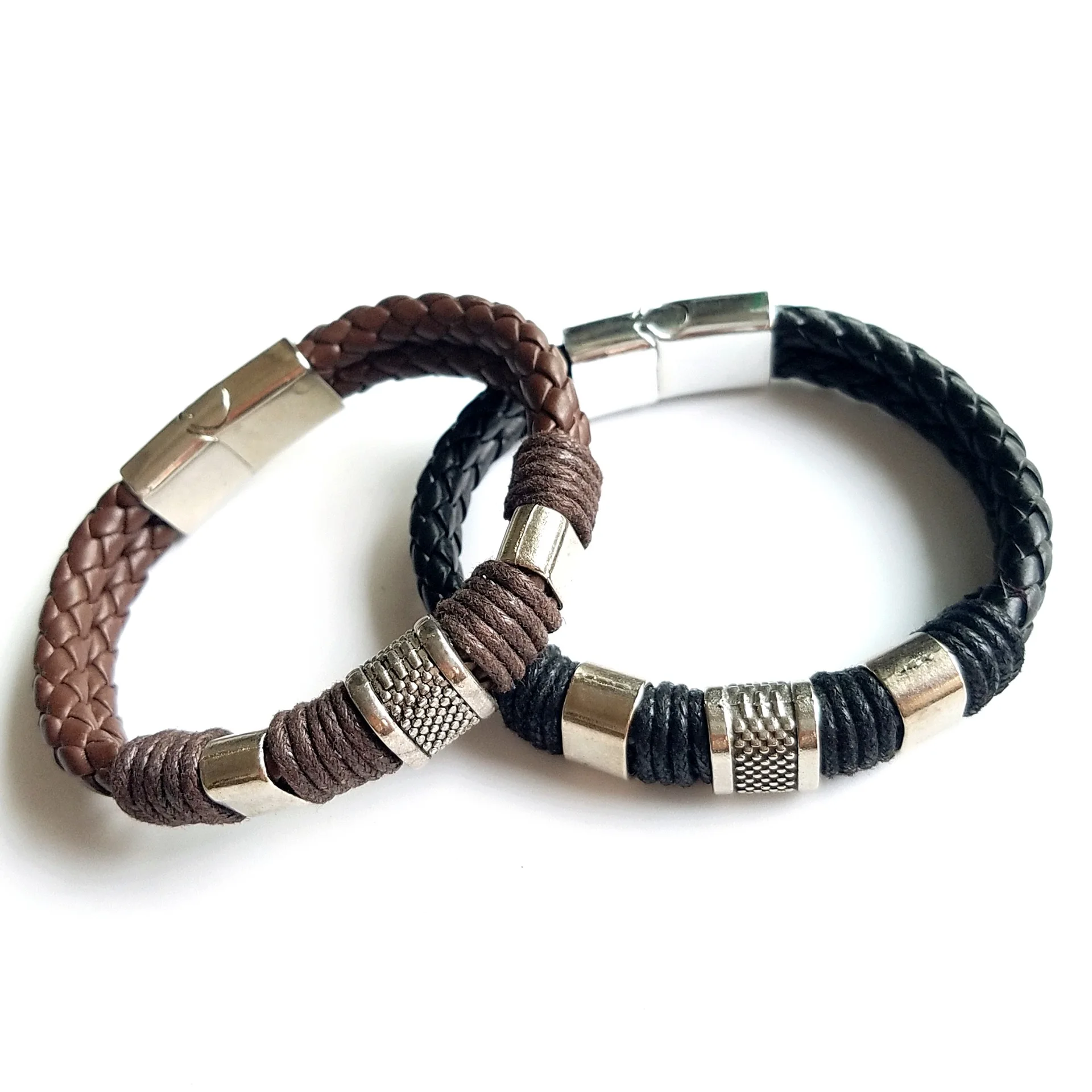 Новый креативный кожаный браслет с магнитной пряжкой из сплава мужской Простой