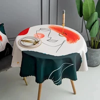 waterproof printed tablecloth round table cover christmas tea table cloth rural cotton cover cloth home decoration christmas