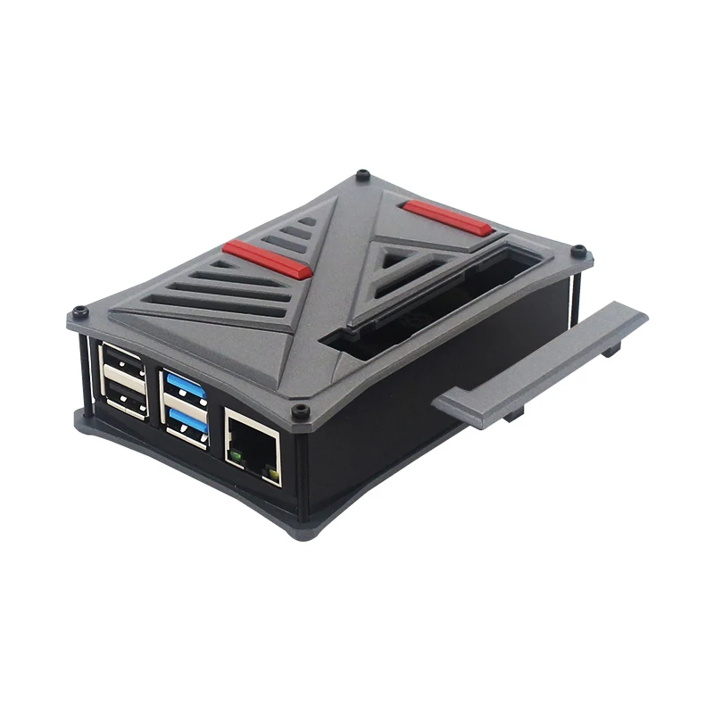 Raspberry Pi 4 ABS Чехол коробка серый серебряный защитный корпус + двойной вентилятор