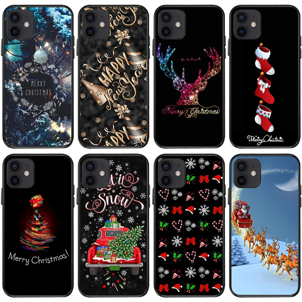 

Suitable for iphone11 Mobile Phone Case Santa Claus Christmas Stockings Gift Elk Snowman Christmas Tree iphone7 Soft Phone Case