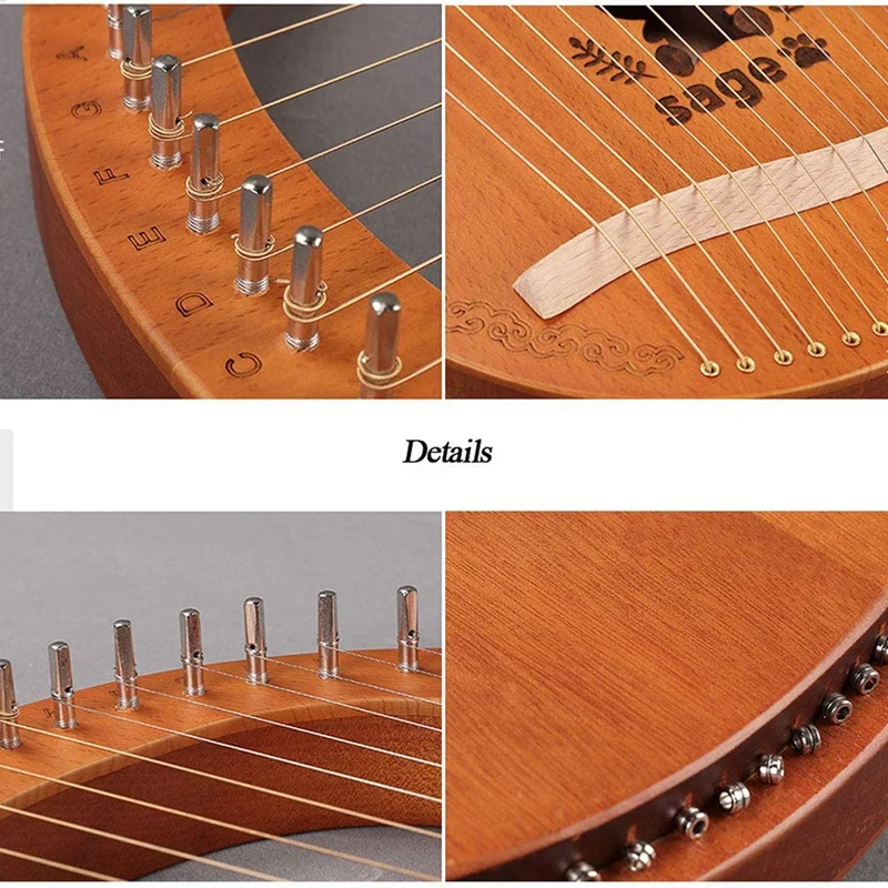 Lyre Harp 16 стрингов Heptachord красное дерево Lye с тюнинговым ключом для любителей музыки
