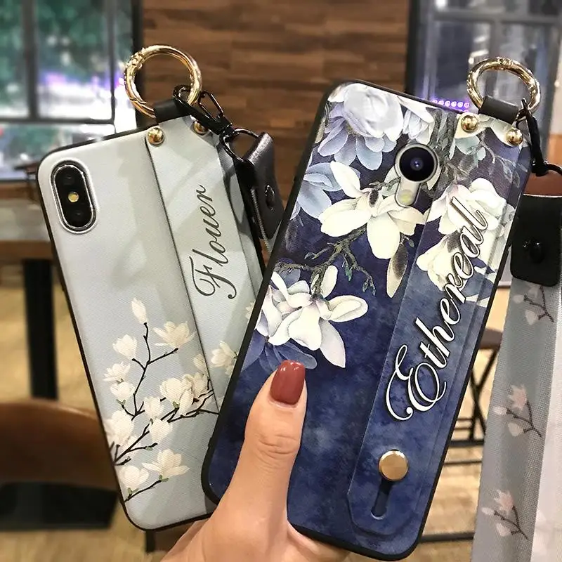 Phone Case For Meizu M5s / Meilan 5s Holder Flower Series Lanyard Delicate Painted TPU Silicone Cover Shockproof | Мобильные