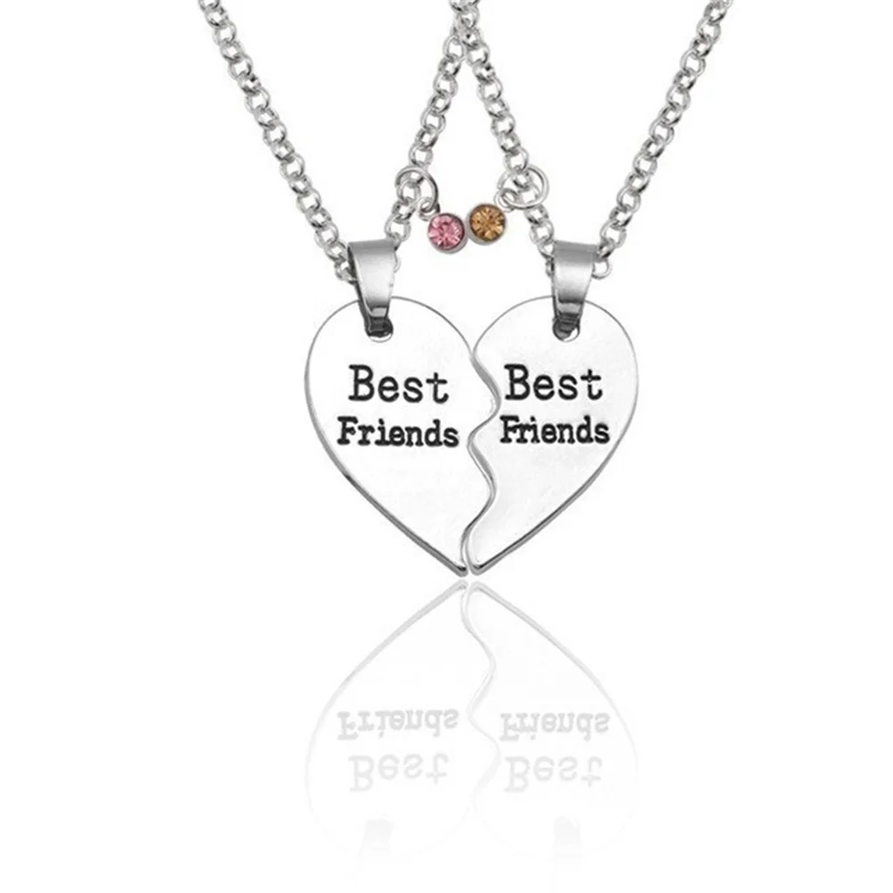 

Elegant Best Friends Honey Love Couple Pendant Necklace 2 Pcs/ Set Rainbow Broken Heart BFF Good Friends Friendship Jewelry Gift