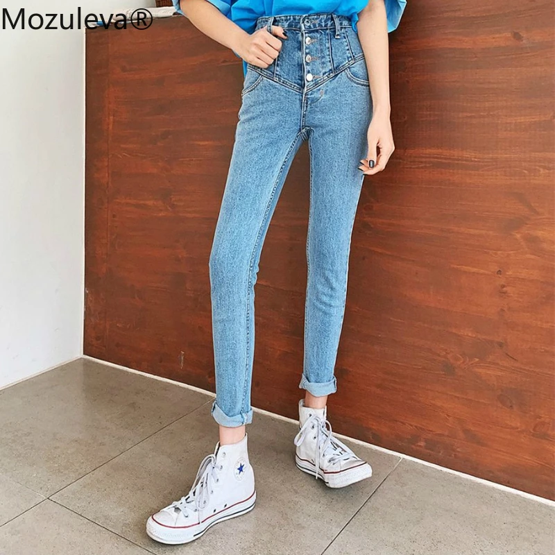 Винтажные однобортные женские джинсовые Капри с высокой талией осень 2021 |