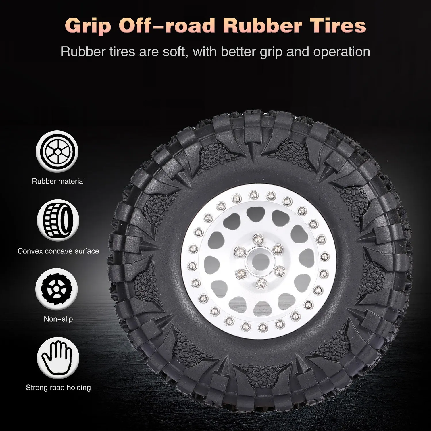 

4PCS 2.2IN Crawler RC Tires with Metal Rim Ultra Soft Rock Crawler Tires for 1/10 rc Rock Crawler Traxxas Trx4 TRX-6 Axial Scx10