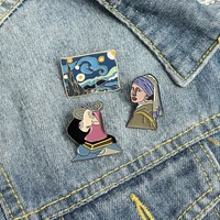 enamel pins cartoon painting van gogh brooch collar pin broches for womens clothing metal badges for backpack broches jewelry