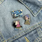 Эмалированные булавки с мультяшным рисунком Ван Гога брошь на воротник булавка для женской одежды металлические значки для рюкзака