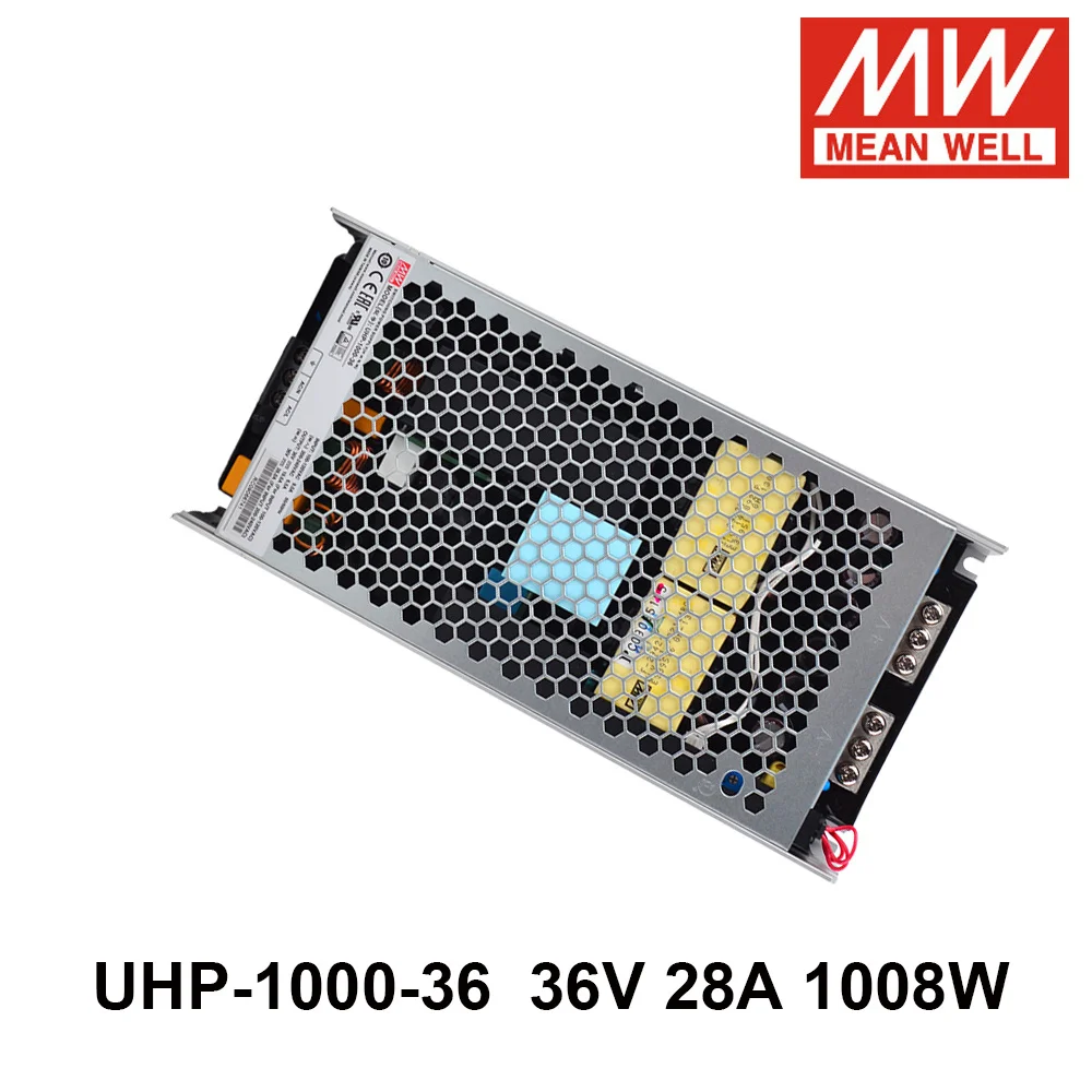 

MEAN WELL UHP-1000-36 110 В/220 В переменный ток в постоянный ток 36 в 28 а 1008 Вт одиночный выходной импульсный источник питания Meanwell PFC трансформатор