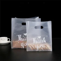 50pcs portable gift bags shopping baking packing sacks thank you love heart wedding party dessert bread wrapping plastic pockets