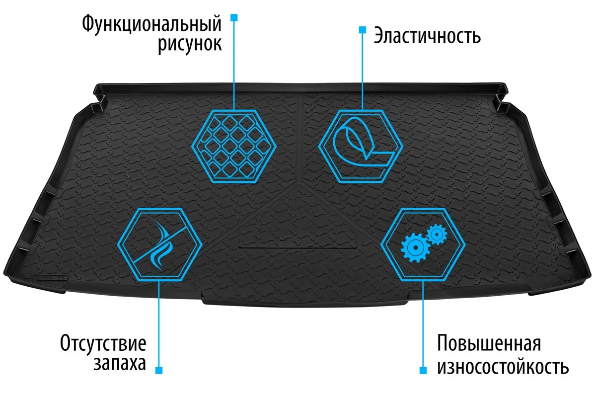 Коврик в багажник автомобиля Rival для Toyota RAV 4 CA40 (с докаткой) 2012 2019 полиуретан